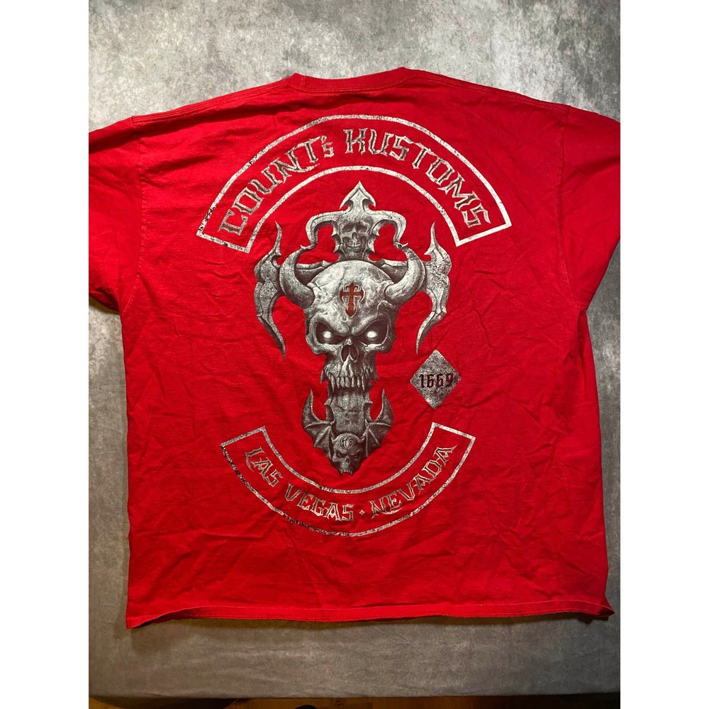 Counts Kustoms Las Vegas Nevada Red Graphic T-Shirt 3XL Skull Logo Danny Koker